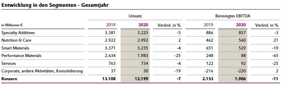 Entwicklung in den Segmenten - Gesamtjahr